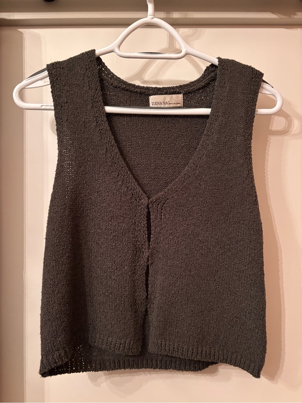 Zenana Outfitters Dark Olive V-Neck Knit Sweater Vest